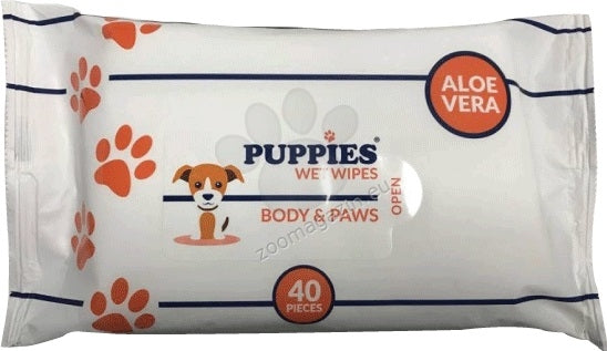РАЗПРОДАЖБА Puppies BODY&PAWS - мокри кърпички за тяло и лапи 17 / 20 см., 40 броя