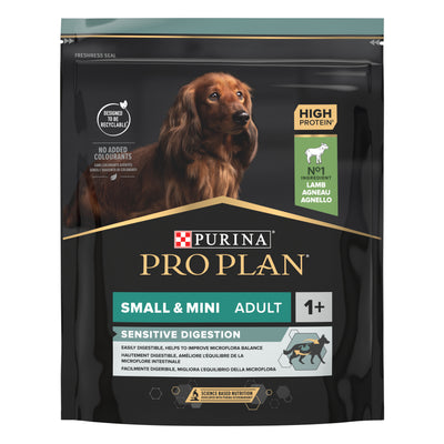 ProPlan Small&Mini Adult Sensitive Digestive - пълноценна храна за кучета с чувствителен стомах в зряла възраст от малки породи с агнешко месо 700гр