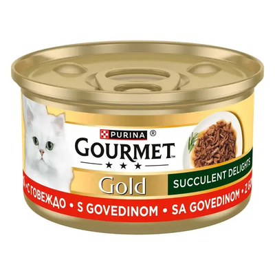 Gourmet Gold Succulent Delights with Beef - консерва за котки с говеждо месо 85 гр