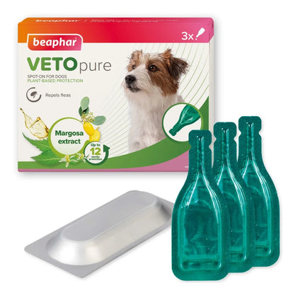 Beaphar Veto Pure Bio Spot On Dog - противопаразитни пипети за кучета, 3 броя