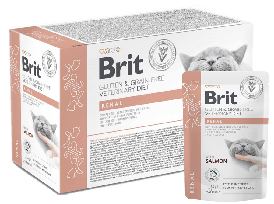 Brit GF Veterinary Diet Cat Renal - пълноценна храна за котки с хронична бъбречна инфекция 12 х 85 гр