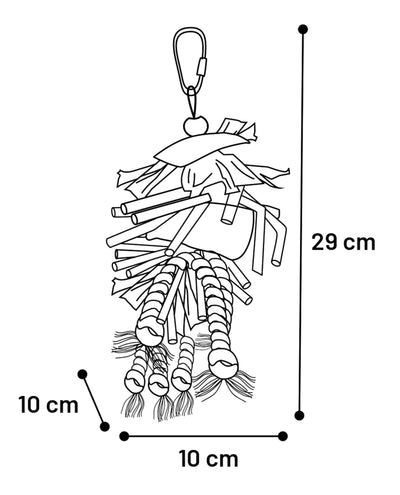 Flamingo Bt Falk - играчка за папагал от памучно въже, дърво, пластмаса и хартия 29 см