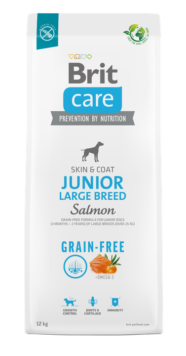 Brit Care Dog Grain-free Junior Large Breed - пълноценна храна за кученца от големи породи със сьомга