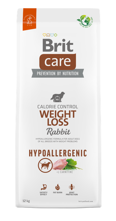 Brit Care Dog Hypoallergenic Weight Loss - хипоалергенна храна за кучета с проблеми с теглото със заешко и ориз
