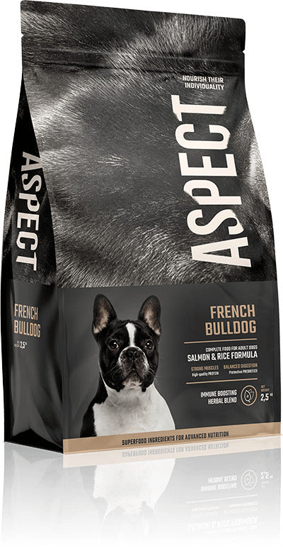 РАЗПРОДАЖБА Aspect French Bulldog, salmon and rice- суха храна кучета от порода френски булдог със сьомга и ориз