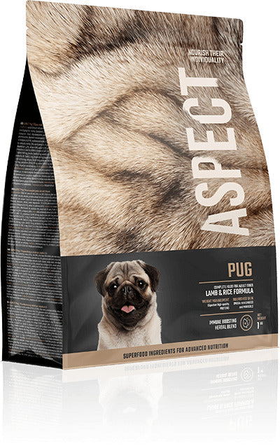 Aspect Pug Lamb and Rice - суха храна за кучета от порода Мопс с агне и ориз 1 кг