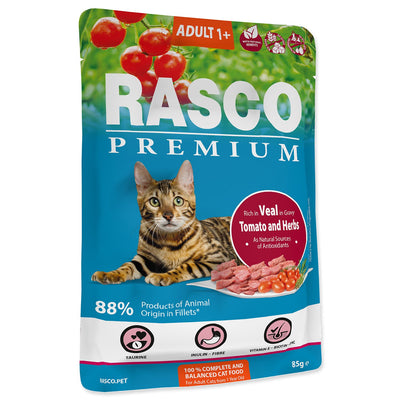 Rasco Premium Adult Veal - пауч за котки в сос с телешко месо 85 гр