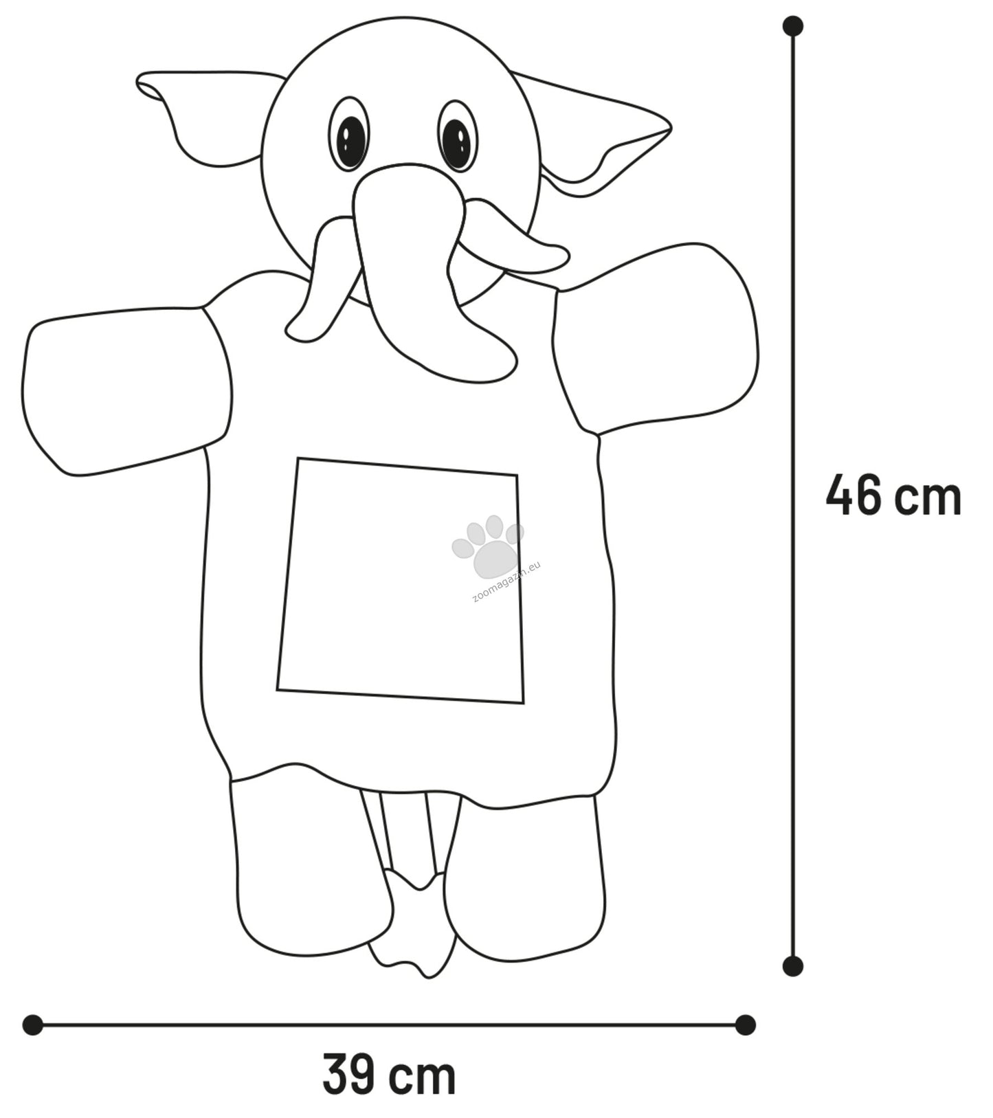 Flamingo Toy Hida Elephant Flat - плюшена играчка 39 / 16 / 46 см