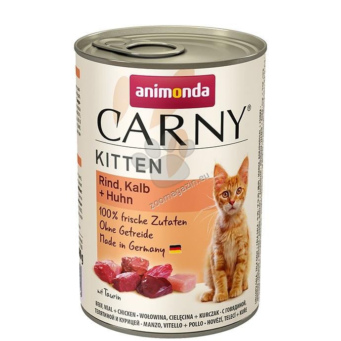 Carny Kitten Beef, Veal and Chicken - консерва за котенца с говеждо, телешко и пилешко месо, стек 12 x 400 гр