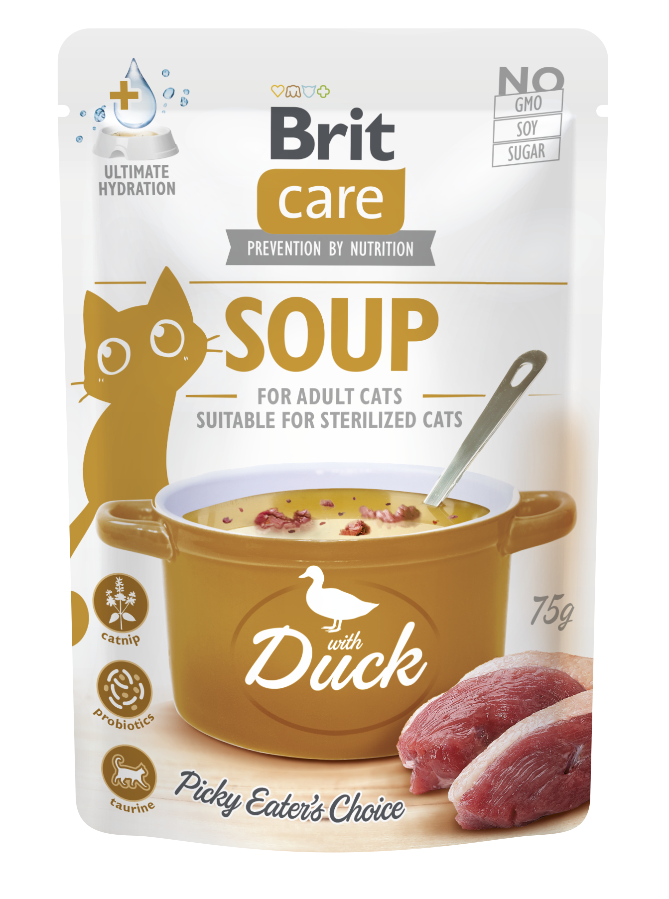 Brit Care Cat Soup with Duck – допълваща храна за котки с патешко месо 75 гр