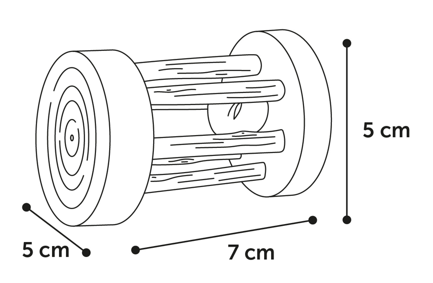 Flamingo Toy Pure Home Rolly Roll - натурална играчка за гризачи със звънче 7 / 5 / 5 см