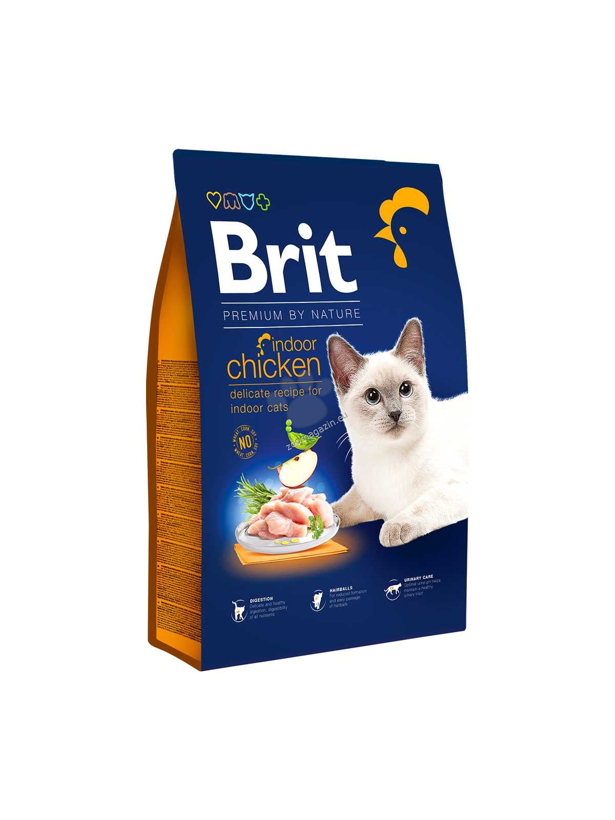 РАЗПРОДАЖБА Brit Premium by Nature Cat Indoor Chicken - пълноценна храна с пилешко месо за котки отглеждани на закрито 300 гр