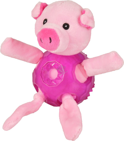 FLAMINGO Toy Bellies Pig with Ball Pink - плюшена играчка за куче 18 см.