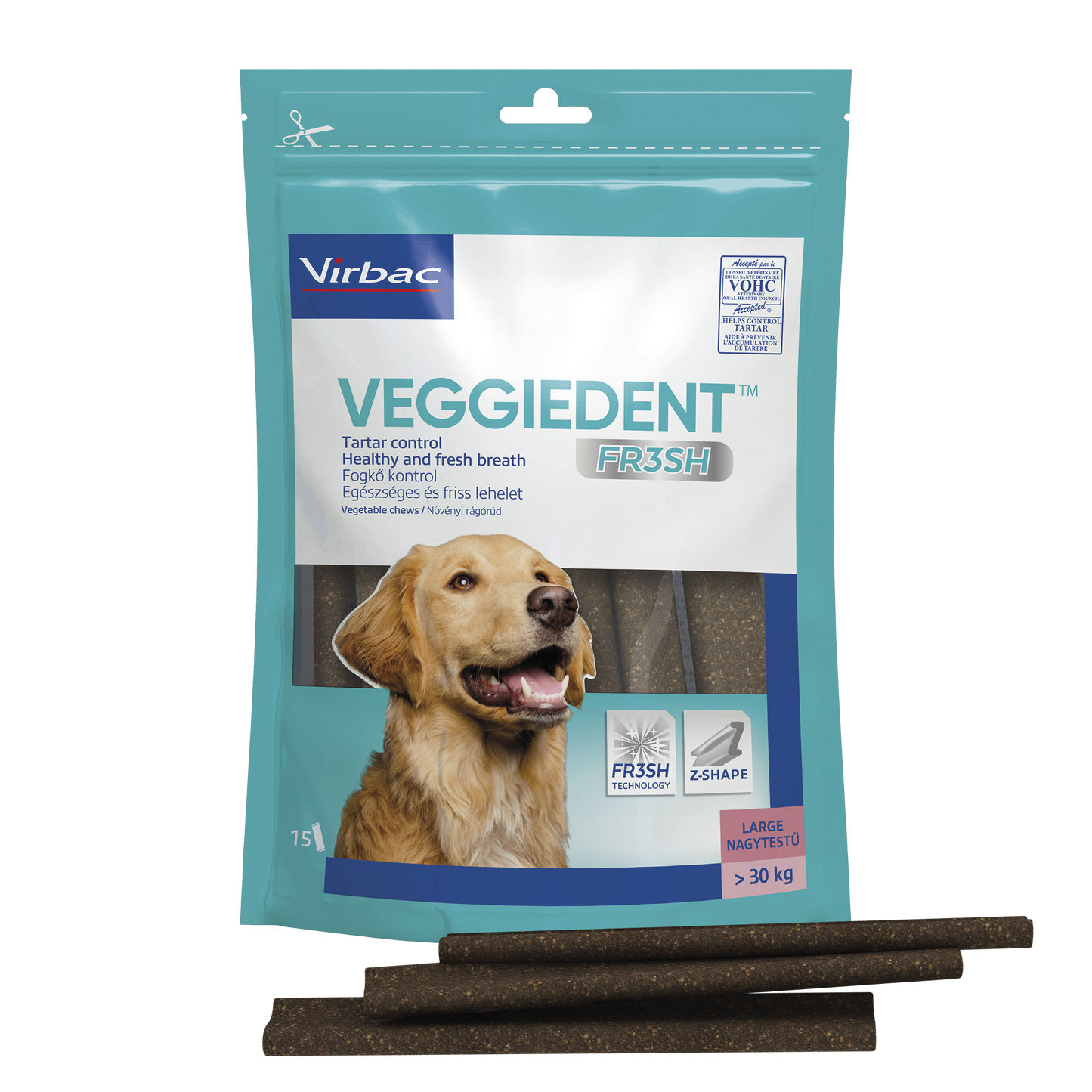Virbac Veggiedent Fresh XS - дентални ламели за кучета до 5 кг, 15 броя