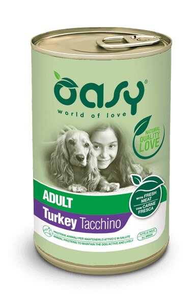 Oasy Dog Pate Adult With Turkey - пълноценна храна за кучета в зряла възраст с пуешко месо 400 гр