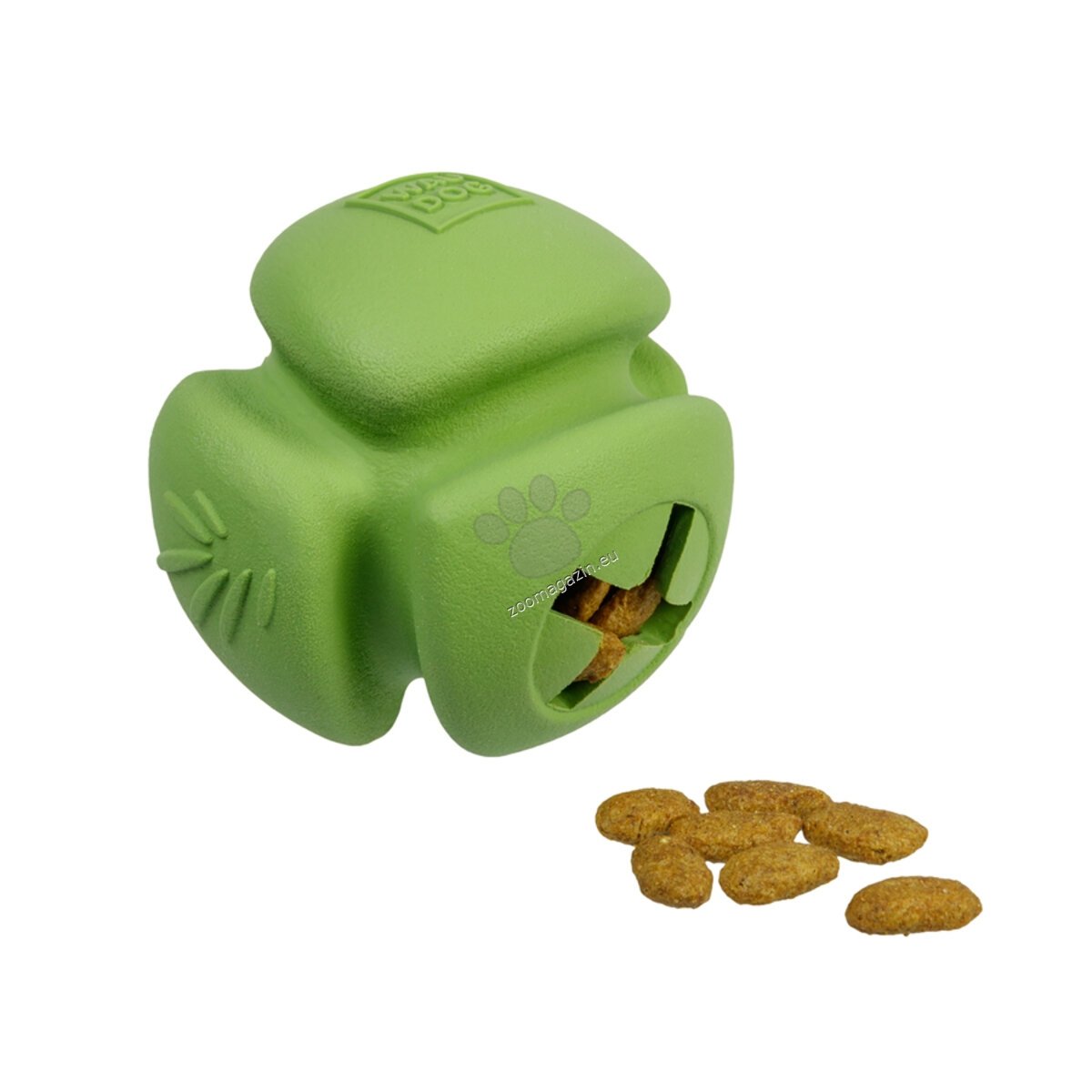 Waudog Natural Dog Toy Ball - играчка за лакомства от биоразградима гума 7 см, зелен