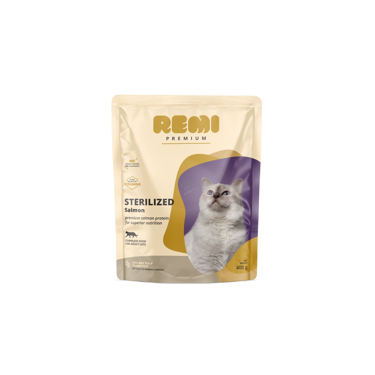 Remi Premium Cat Sterilised Salmon - суха храна за кастрирани котки със сьомга 400 гр