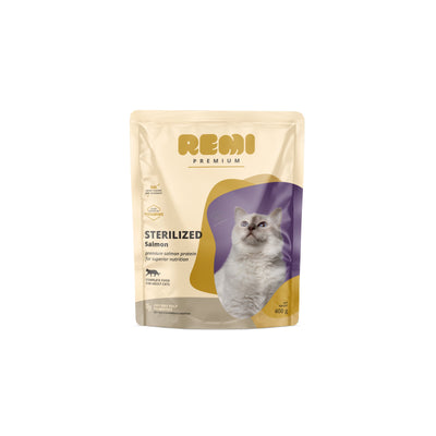 Remi Premium Cat Sterilised Salmon - суха храна за кастрирани котки със сьомга 400 гр