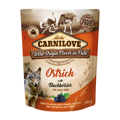 Carnilove Dog Pouch Pate Ostrich with Blackberries - пауч за кучета с щраус и къпини 300 гр