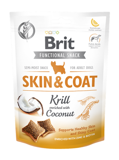 Brit Care Dog Functional Snack Skin and Coat Krill - лакомство за кожа и козина с ракообразни и кокос 150 гр