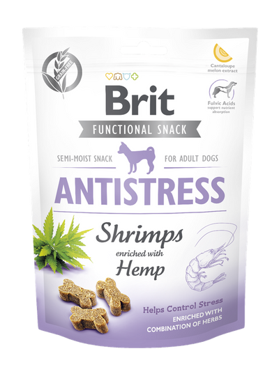 Brit Care Dog Functional Snack Antistress Shrimps - антистрес лакомство със скариди и коноп 150 гр