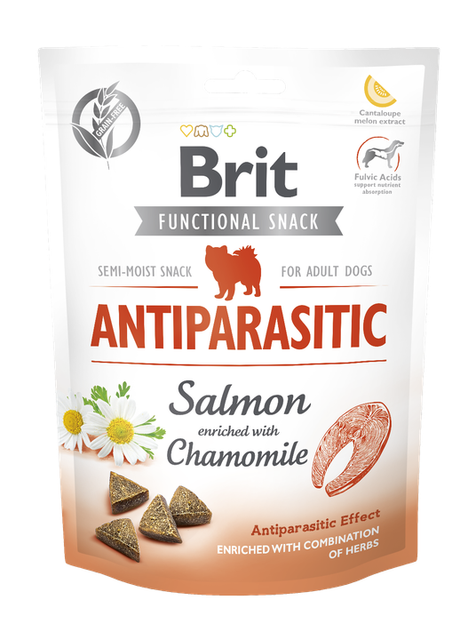 Brit Care Dog Functional Snack Antiparasitic Salmon - антипаразитно лакомство със сьомга и лайка 150 гр