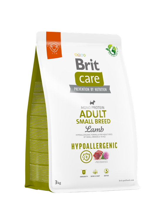 Brit Care Dog Hypoallergenic Adult Small Breed - хипоалергенна храна за възрастни кучета от малки породи с агнешко месо и ориз