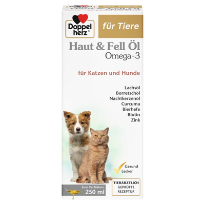 Doppelherz Skin and Coat Oil - Омега-3 масло за здрави кожа и козина за кучета и котки 250 мл.