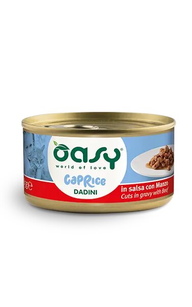 Oasy Caprice Cuts in gravy with Beef - консерва за котки с говеждо 85 гр.