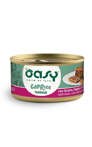 Oasy Caprice Terrine with Duck Liver and Vegetables - Терин за котки с патешко месо, черен дроб и зеленчуци 85 гр.