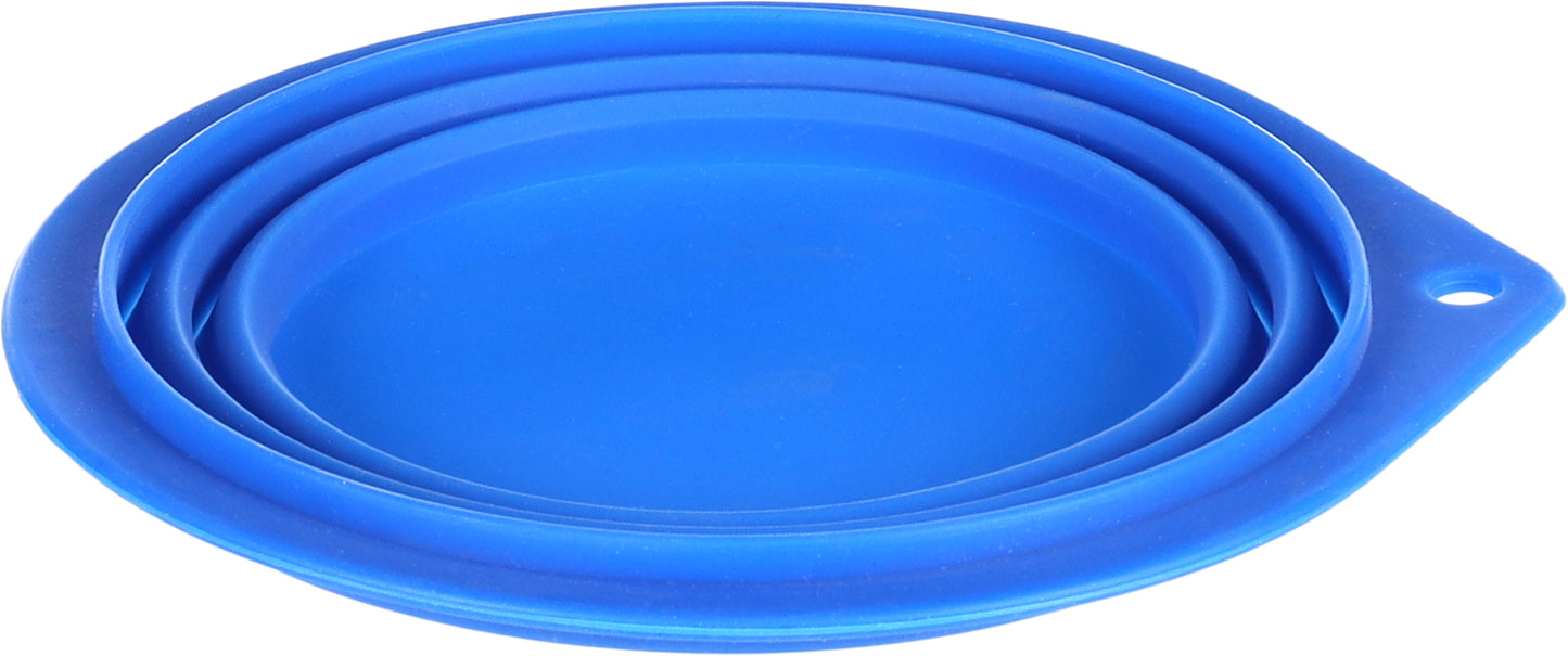 Flamingo Feeding and Drinking Bowl Falda Round Blue - сгъваема силиконова купичка 500 мл. /синя/