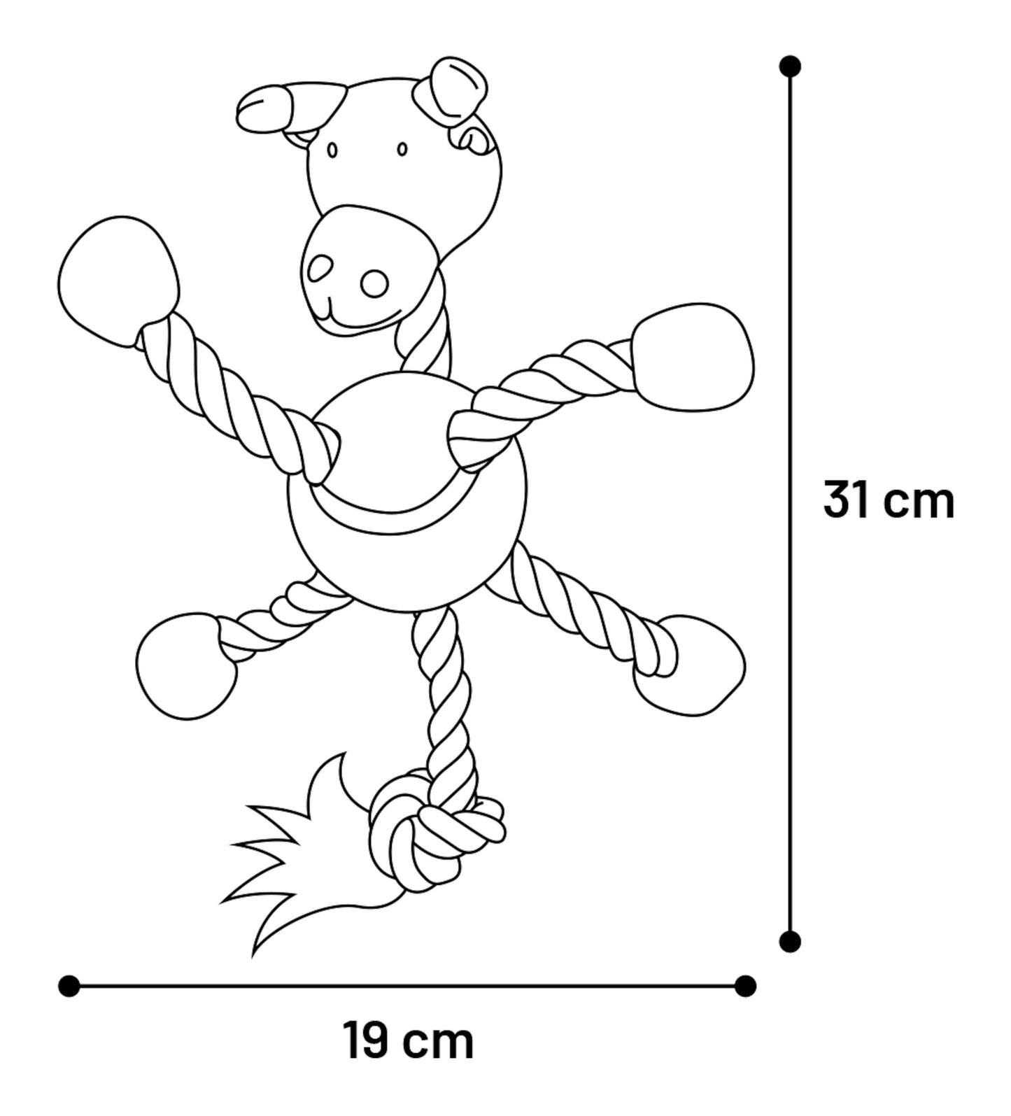 Flamingo Toy Animals with Ball and Rope - играчка за кучета с въже и топка 14 / 31 / 19 см