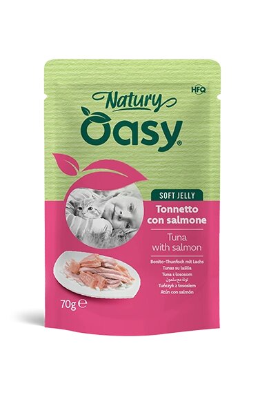 Oasy Cat Natury Soft Jelly Tuna With Salmon - пауч за котки с риба тон и сьомга 70 гр