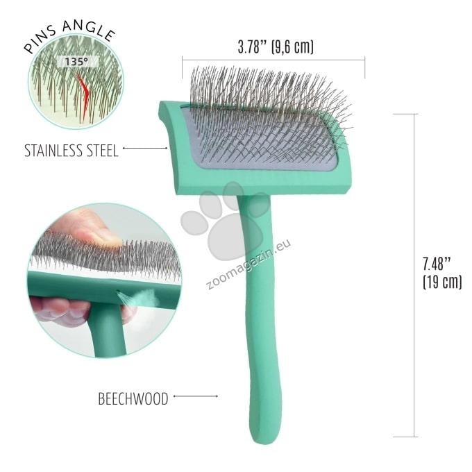 Tauro Pro Line Curved Wooden Brush M - извита дървена четка 6,1 / 19 см, зелен