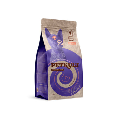 Petkult Cat Probiotic Care Hair and Skin - пълноценна храна за възрастни котки със сьомга 2 кг