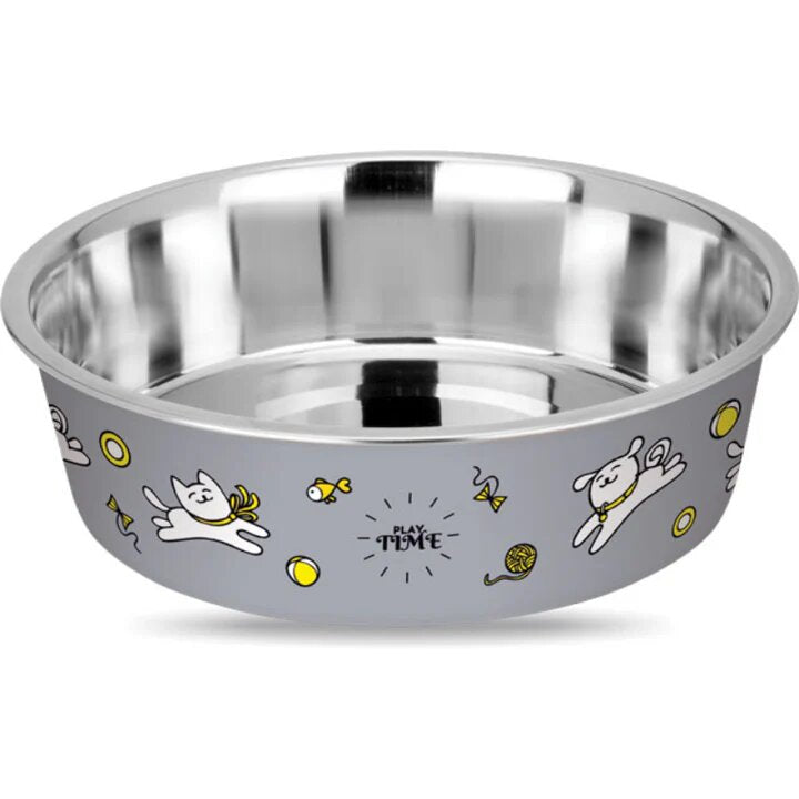 Enjoy Castron Inox Play Time Rhino - метална купа с илюстрация, тъмносива 2100 мл