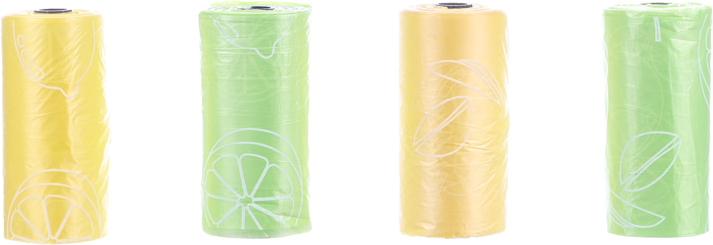 FLAMINGO Poop Bag Basic Lemon Yellow - хигиенни пликчета с аромат на лимон, 4 ролки по 15 броя