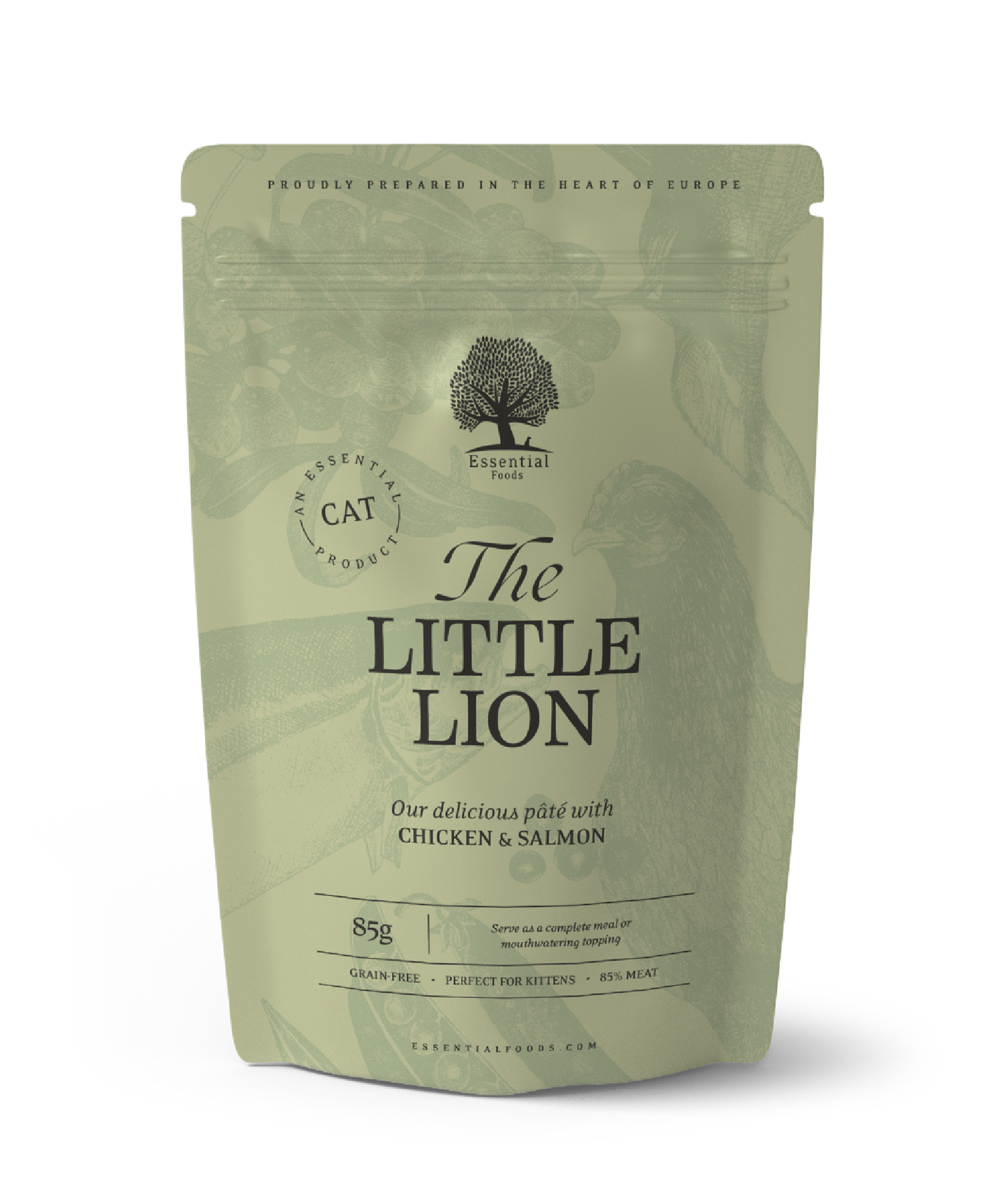 Essential The Little Lion - пауч за подрастващи котенца с пилешки филенца и сьомга 85 гр