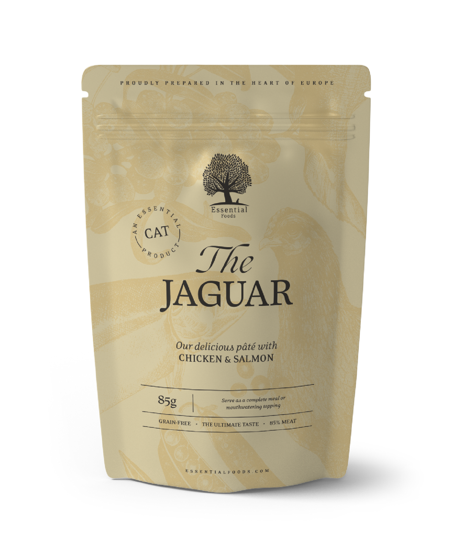 Essential The Jaguar - пауч за котки с пилешки филенца и сьомга 85 гр.