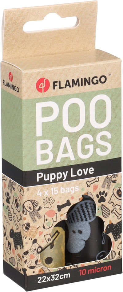 Flamingo Puppy Poop Bags Fula - хигиенни торбички за кучета, 4 ролки по 15 бр