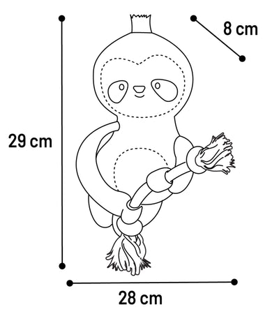 Flamingo Toy Puppy Phoebe Sloth with Rope - плюшена играчка с въже за куче 28 / 8 / 29 см