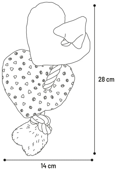 Flamingo Toy Lieve Heart with Rope - играчка за куче 28 / 14 / 13 см