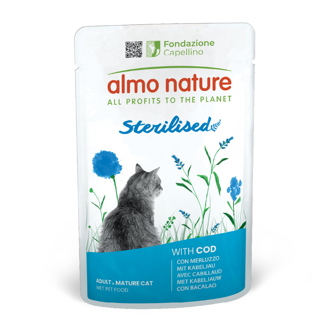 Almo Nature Holistic Functional Sterilised with Cod - пауч за кастрирани котки с риба треска 70 гр