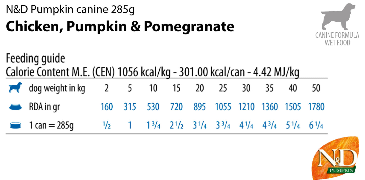 N&D Dog Chicken & Pupkin & Pomegrante - с пилешко месо, тиква и нар 285 гр.