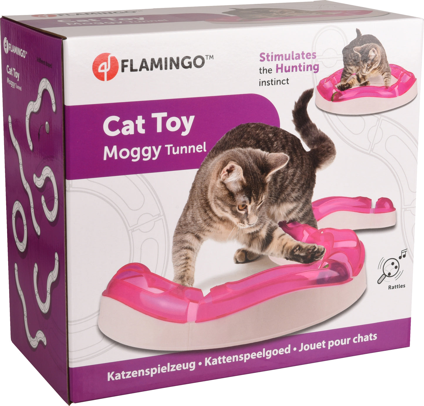 Flamingo Toy Moggy with ball Pink & White - котешка играчка