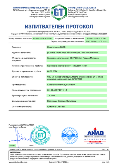 Cannapopolis CBD 5% - конопено масло за домашни любимци 10 мл
