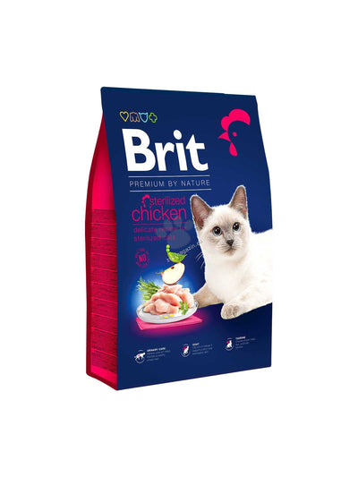 РАЗПРОДАЖБА Brit Premium by Nature Cat Sterilized Chicken - пълноценна храна с пилешко месо за кастрирани котки 300 гр