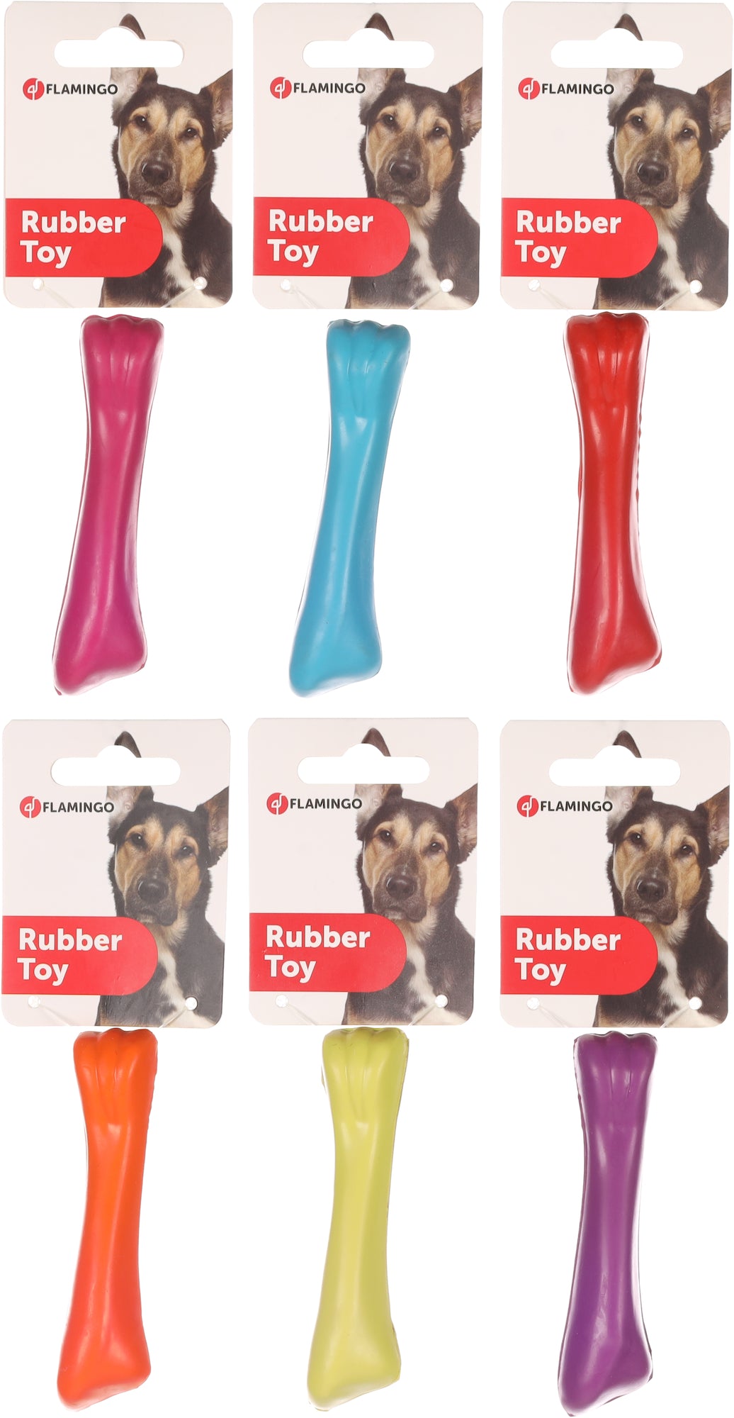 Flamingo Toy Rula Bone - гумена играчка за куче 10 см /различни цветове/