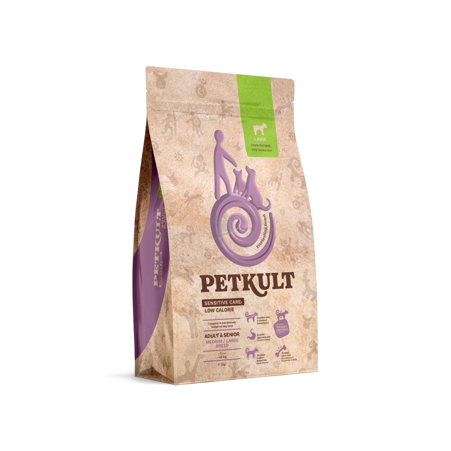 РАЗПРОДАЖБА Petkult Sensitive Low Calorie Medium and Large Breed - диетична храна с агне и кафяв ориз за кучета от средни и големи породи 3 кг