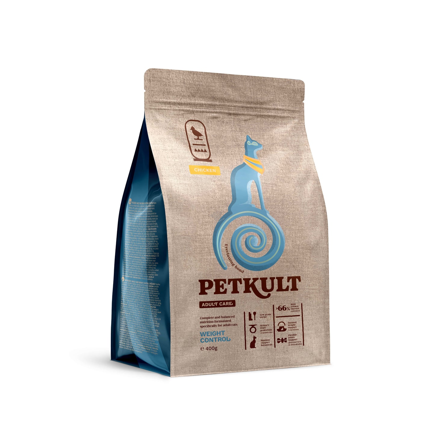РАЗПРОДАЖБА Petkult Cat Adult Care Weight Control - пълноценна храна за възрастни котки с пилешко месо 400 гр